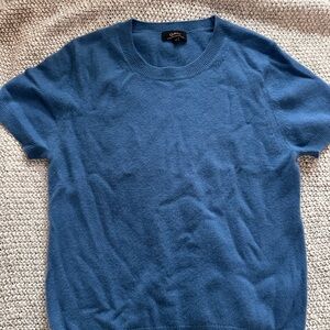 Quince Cashmere Blue Crewneck Short Sleeve Sweater